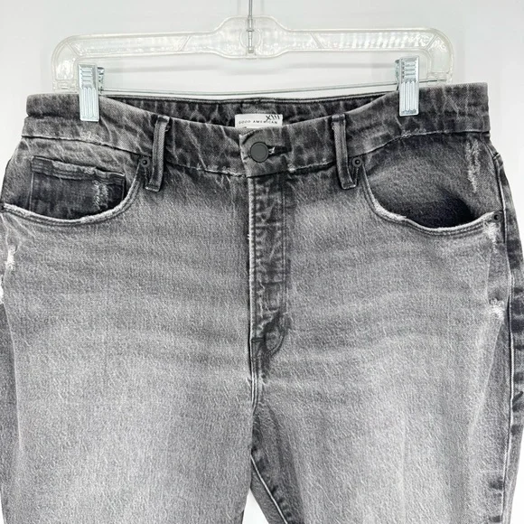 Good American Good Girlfriend High Waist Straight Leg Jeans In Black217 Sz 10/30 - Picture 5 of 12